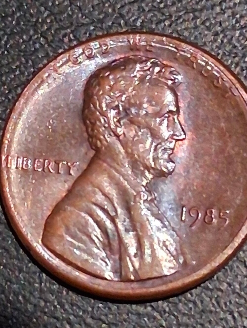 1985 Lincoln Penny Error Off Center Strike and Error Liberry